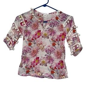 Stella Cove girls floral cover up with Pom-Pom Sleeves sz 4Y nwt